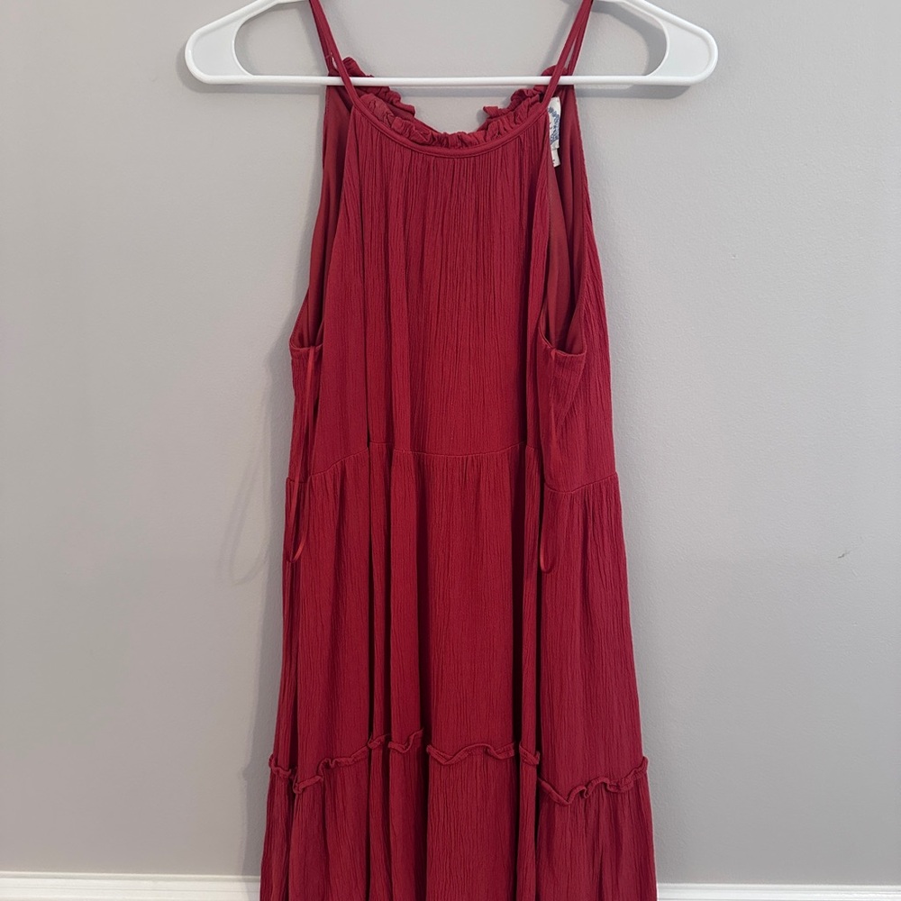 Blue Rain Red Sleeveless Dress